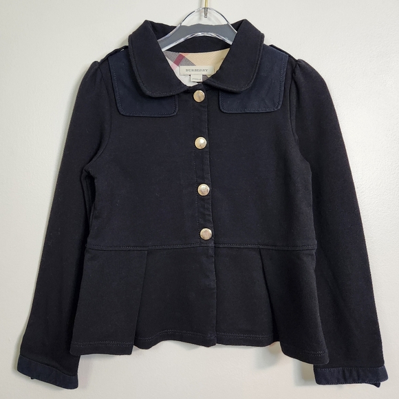 Burberry Girls Black Cotton Jacket, Size 4 ~ EUC - Picture 1 of 10